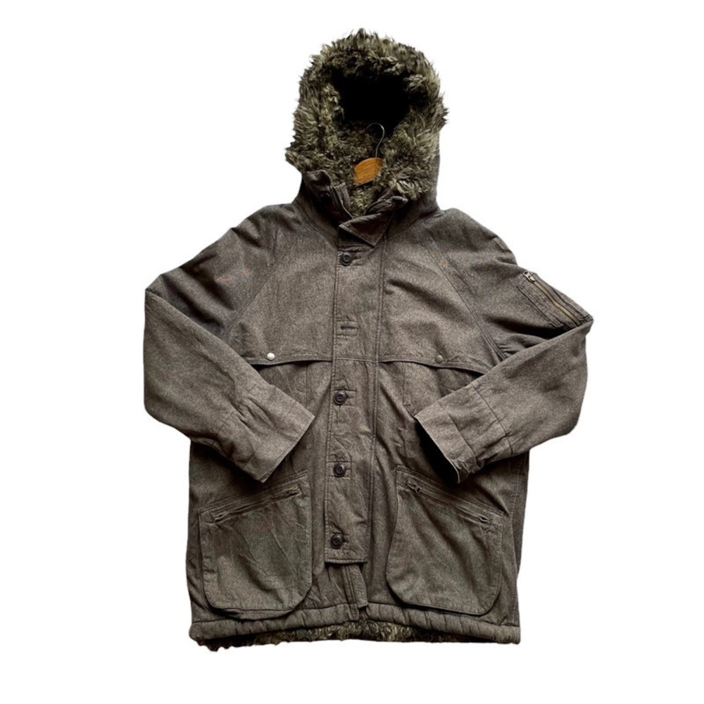 French Connection UK Men’s Winter Coat Hooded Lined w/ Faux Fur - Size XL